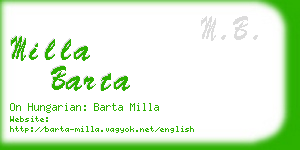milla barta business card